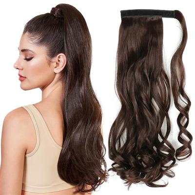 China I-Tip Hair Ombre Silky Straight Ponytail Clip In Ponytail Hair Extensions 22 Inches High Quality Long Wavy Synthetic Hair Ponytails Wholesale for sale