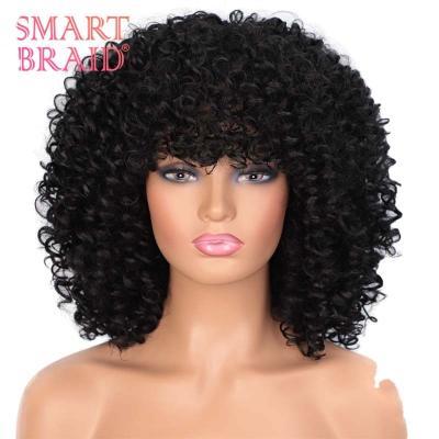 China Wholesale Short Bob Red Wig With Bangs For Color Women Afro Curly Loose Curly Wave Synthetic Hair Wigs 14 Inches for sale