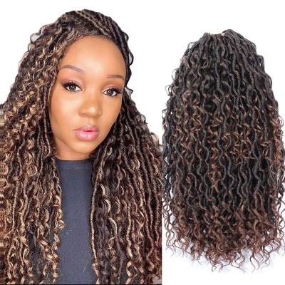 China Wholesale New Products 18Inch Bohemian Boho Cryo Yarn Boho Locs Crochet Hair Extensions Goddess Faux Locs Curly River Locs for sale