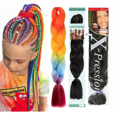 China High Temp Fiber Jumbo Braid Yaki Texture Ombre Hair Synthetic Braiding Hair Extensions For Synthetic Box Twist Braid X Pressure Hair For 3~10 Days for sale