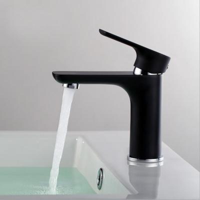 China Finish Painting Popular Modern One-handle Brass Faucet Low Price Painting Black Basin Faucet for sale