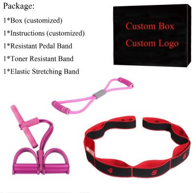 China Need To Be Customized Resistance Exercise Pedal Tubes User Manual Box 4 Heavy Duty Band Loop Custom Band Stretching Elastic Band Yoga Set for sale