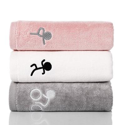 China 100% Custom Compressed Hot Cotton Logo Print Pink Yoga Sports Towel Black Gym Towel for sale