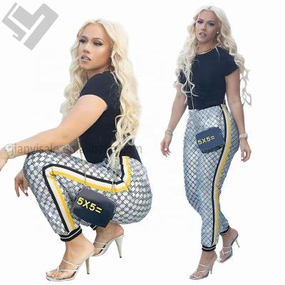 China 2023 New Arrival Designer Anti-pilling Print Women Loose Casual Streetwear Pants Famous Brand Luxury Elastic Waist Pants And Trousers for sale