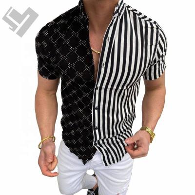 China Summer 2023 New Arrival Hawaiian Shirts Mens Breathable Short Sleeve Streetwear Print Patchwork Tops Designer Man Blouse Shirts for sale