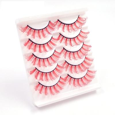 China Real 5d 3d False Mink Eyelashes Clear Color Eyelash Strip Natural Soft Synthetic Fiber Wholesale False Eyelashes for sale