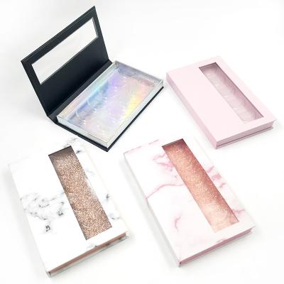 China Fashionable Exquisite Eyelashes Box For 5 Pairs Free Design Logo Rectangle Macaron Lashese With Case Candy Color Pink Black Lash Packaging for sale