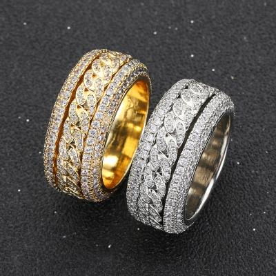 China Brass Zircon Ring Rotatable Cuban Link Ring Hiphop Hip Hop Fashion Personality Fine Jewelry For Men for sale