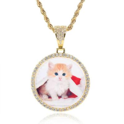 China Long Color Keeping Hip Hop Iced Out DIY Photo Frame CZ Pendant Custom Picture Pendant Necklace Personalized Women Men Rapper Gold PlatedJewelry for sale