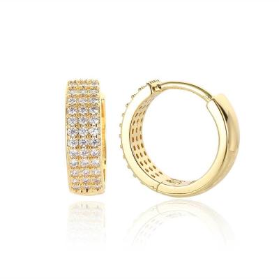 China Hiphop Fashion Statement Personalized Micro Set Three Rows Of Diamond Earrings Earrings for sale