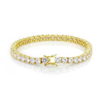 China 3mm 4mm 5mm Zircon Mens CZ Non-fading Men's Zircon Chain Tennis Bracelet Hip Bracelet Gold 6mm Jewelry Brass Silver Material Iced Out for sale