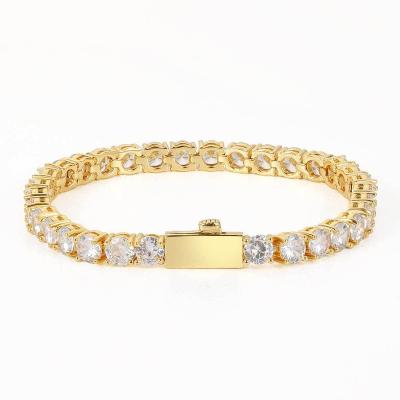 China Hiphop Men's Zircon 3mm 4mm Tennis Chain Bracelet Gold 5mm Brass Jewelry Hip Hop Zircon CZ Material Silver Bracelet Iced Out for sale