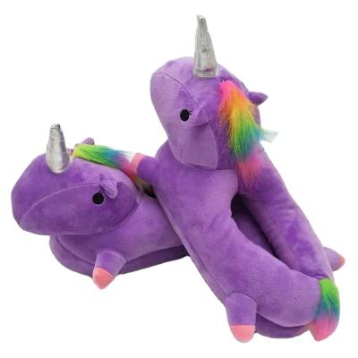 China Luxury Unicorns Kids Slippers Women Plush Unicorn Bedroom Slipper Winter Cute Home Indoor Slippers Bedroom Slippers for sale