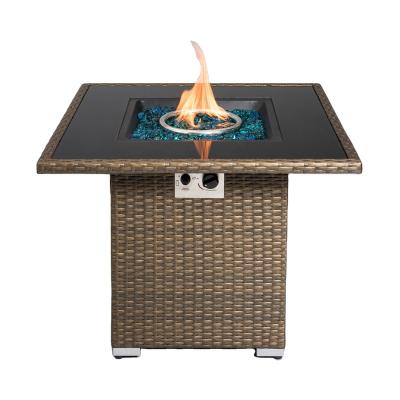 China Stocked 32 Inches Outdoor Gas Fire Pit Ceramic tile OEM Backyard Custom Color natural Gas LP LPG Propane Outdoor Furniture for sale