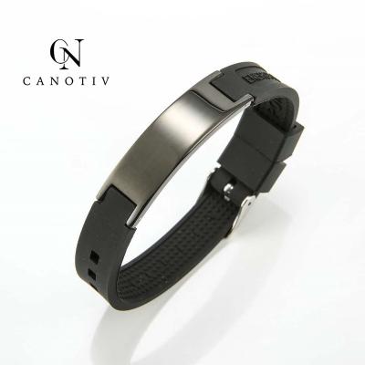 China Fashion Mens Silicone Energy Bracelet Bio Health Germanium Magnetic Therapy 4 In 1 Band Bracelet for sale