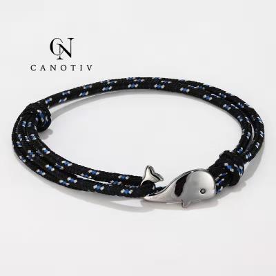 China Custom Logo Women Friendship Nylon Anchor Bracelet New Styles Fashion Stainless Steel Anchor Bracelets for sale