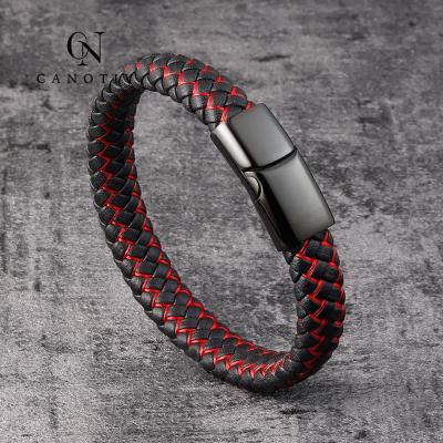 China Fashion Custom Handcrafted Logo Weave Braided Genuine Leather Bracelets for Women and Men Jewelry Chains for sale