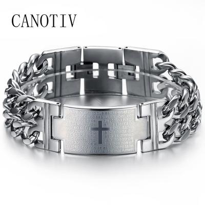 China New Arrival Fashion Stock Fashion Silver Crossover Chain Bracelet Big Stainless Steel Heavy Cuban Link Bracelet For Men for sale