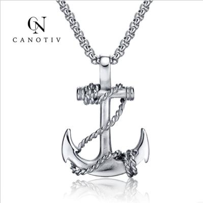 China Europe& Wholesale America Charms Crossover Silver Pendant Necklaces Wholesale Stainless Steel Anchor Fashion Jewelry for sale