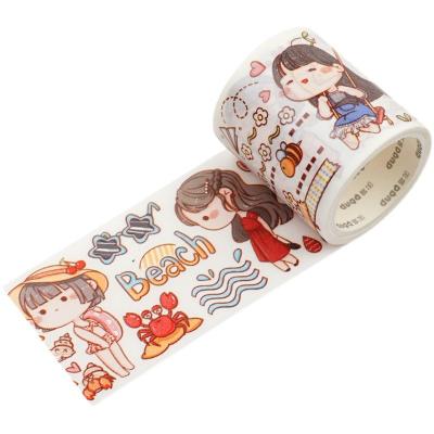 China Waterproof Different Size Sticker Printed Adhesive Tape Printed Colorful Washi Tape Stationery D I Y Opens Tapes for sale