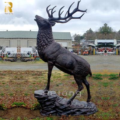 China Large Size Europe Garden Decor Bronze Deer Horn Statue Sculpture With Factory Price for sale