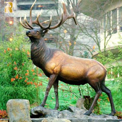 China Europe Large Bronze Elks Life Size Casting Metal Statues Of Deer Sculptures Home Decoration for sale