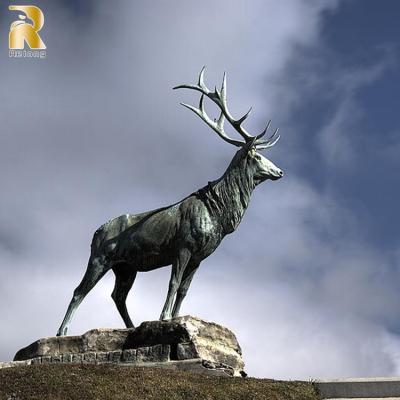 China Europe high quality outdoor garden copper life size deer statue yard sculpture for sale for sale