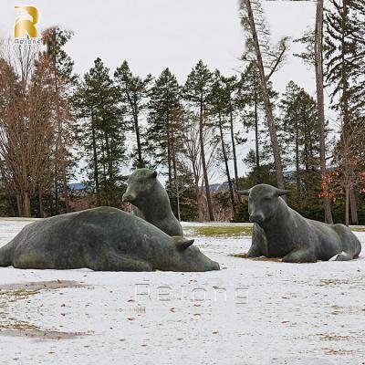 China Europe Decor Life Size Modern Abstract Bull Cow Bronze Sculpture For Sale for sale