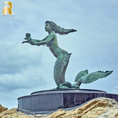 China Europe New Design Outdoor Garden Decor Big Mermaid Statue Bronze Sculpture For Sale for sale