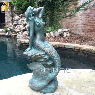 China Europe Decoration Mermaid Outdoor Sculpture Life Size Bronze Mermaid Statue For Sale for sale