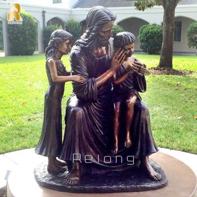 China Europe Life Size High Quality Outdoor Ancient Church Jesus And Childern Sculpture Bronze Statue for sale