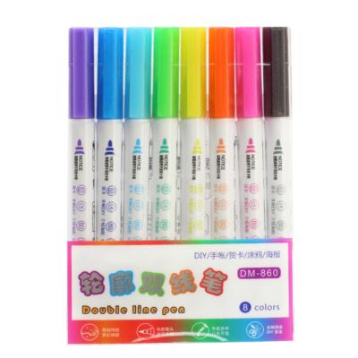 China School 2022 New Design Custom Double Colors Circle Markers Metallic Three Kings 8 12 Pens Supersquiggles Markers Set for sale