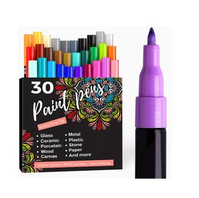 China School Premium 6 12 Pieces 0.7mm Acrylic Paint Marker Pens Set For Rock Wood Canvas Mugs Painting for sale