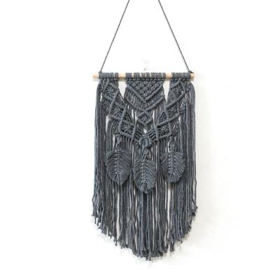 China Beautiful Decoraion Macrame Feather Leaf Design Hand - Woven Bohemian Wall Art Hanging Decoration Tapestry Tassel Pendant for Bedroom Home Living Room for sale