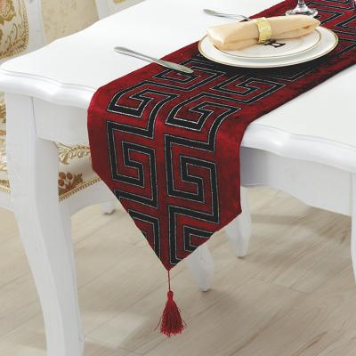 China Beautiful Decoration New Chinese Modern Table Runner Classic Table Cloth With Tassel For Living Room Dining Room Table Cabinet Cafe Cloth Bed Runner for sale