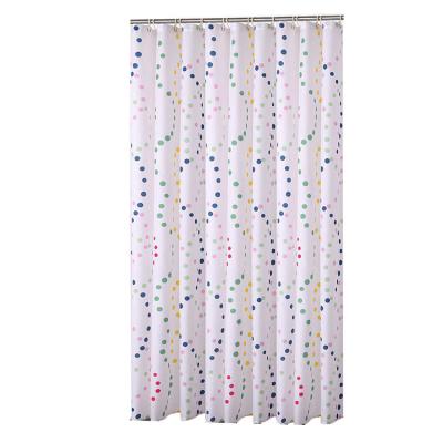 China Durable Dots Fabric Heavy Duty Mildew Colorful High Quality Resistant Thick Polyester Eco-Friendly Shower Bath Curtain For Bathroom for sale