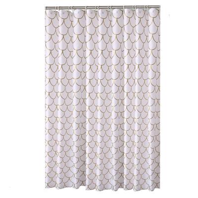 China Gold Printed 72x72Inch Durable Classic Heavy Duty Waterproof Fabric Shower Bath Curtain 100% Polyester For Hotel Bathroom for sale