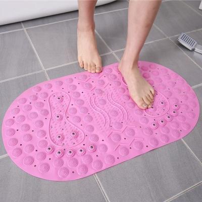 China 69x39CM Multi-Functional Sustainable Massage Bathroom Magnet PVC Tub Floor Bath Non-Slip Shower Mats With Suction Cups for sale