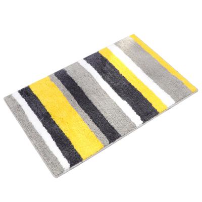 China Sustainable New Design Extra Soft Strip Microfiber Flocking Rug Area Rugs Non Slip Strip Bath Covers For Bathroom Bedroom Living Room for sale