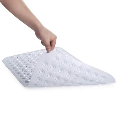 China NEW Mid Size Suction Cups and Drain Holes Solid Viable White Machine Bathtub Washable Non-Slip Shower Mats for sale