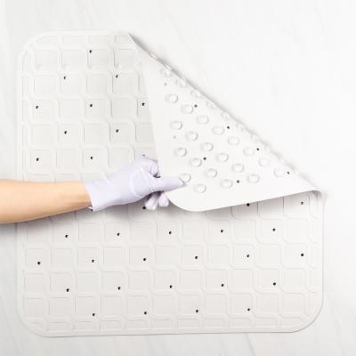 China 45x45CM Square Non Slip Natural Rubber Suction Cup Pull Skid Pad Durable Bath Mat For Bathtub With Drain Hole for sale