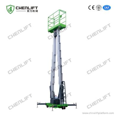 China capacidad de cargamento vertical de la elevación de trabajo aéreo del 12m de la plataforma del palo de aluminio del doble 200Kg en venta