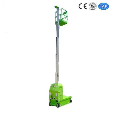 China Self-Propelled Aluminum Aerial Work Platform Single Mast 6 Meters Lift Capacity 125kg for sale