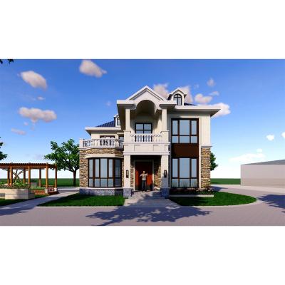 China Contemporary Quick Build Easy Assemble 2 Floor House Steel Frame House Prefab Houses Light Steel Villa for sale