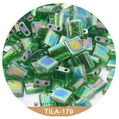 China Eco-friend Miyuki Tila Beads 5*5*1.9mm Pack 10g [14 Colors Transparent Rainbow] for sale