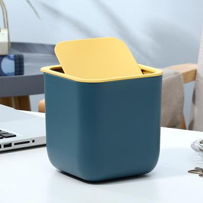 China Sustainable Mini Desktop Wastebasket with Lid, Small Office Countertop Wastebasket, Tiny Plastic Waste Bin for sale