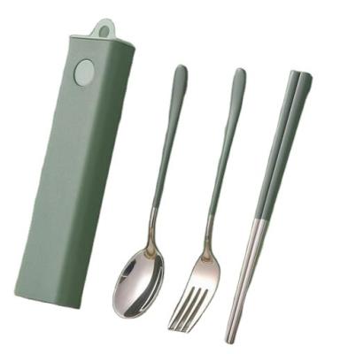 China Durable 18/8 Stainless Steel Flatware Fork Spoon Set Portable Chopsticks Travel Cutlery Set With Case for sale