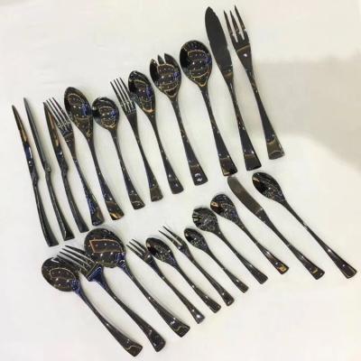 China Stocked 14PCS Stainless Steel Spoons Fork And Knife Set Hotel Restaurant Cutlery In Flat Dinnerware Set for sale