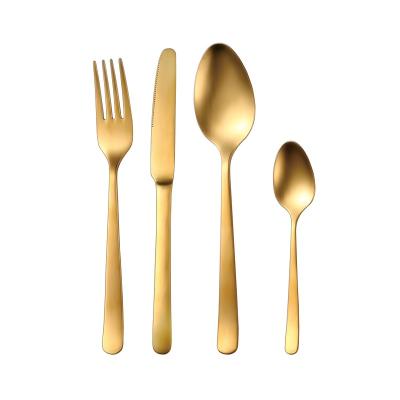 China Matte Gold Painted Cutlery Stainless Steel Sustainable Luxury Flatware Set for sale