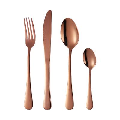 China Sustainable Customized Steel Cutlery Set , Low MOQ Copper Flatware , PVD Coating Rose Gold Cutlery for sale